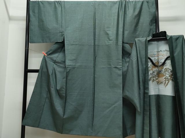 平和屋着物●男性　本場大島紬　アンサンブル　120亀甲　総詰め　キングサイズ　正絹　逸品　CAAS8450vf