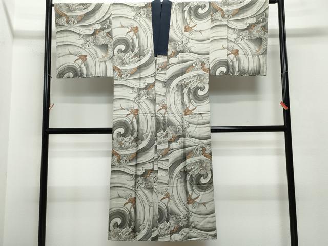 平和屋着物●男性　長襦袢　袷　龍　正絹　逸品　CAAS8480vf