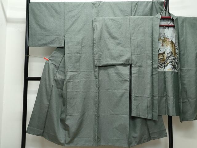 平和屋着物●男性　お召　アンサンブル　亀甲柄　正絹　逸品　CAAS8497vf