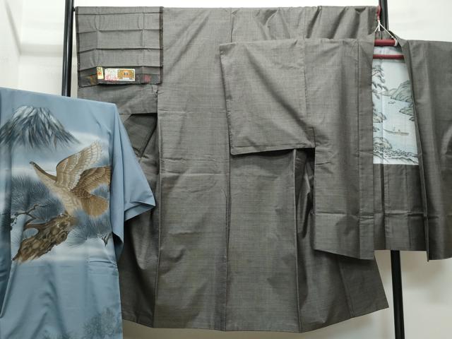 平和屋着物●男性　本場大島紬　アンサンブル・長襦袢セット　当原李好作　総詰め　証紙付き　正絹　逸品　CAAS8504vf