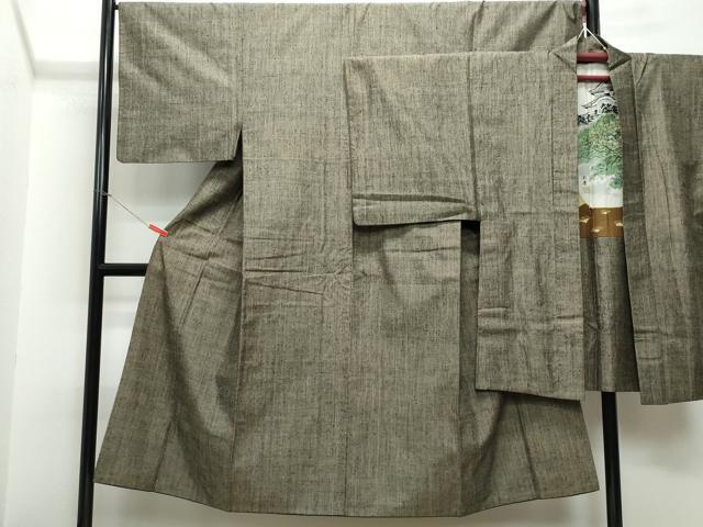 平和屋着物○男性 紬 アンサンブル 120亀甲 総詰め 反端付き 正絹 逸品