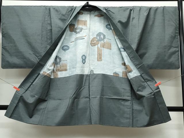 平和屋着物○男性 紬 アンサンブル 羊羹色 正絹 逸品 CAAS8509vfの通販