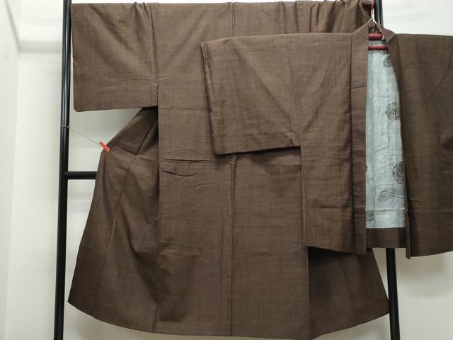 平和屋着物●男性　紬　アンサンブル　霞文　キングサイズ　正絹　逸品　CAAS8514vf