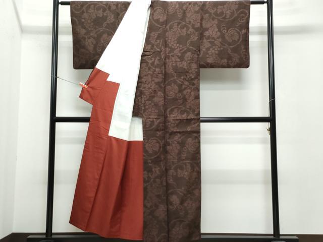 平和屋着物○本場結城紬 重要無形文化財 100亀甲 葡萄蔦の葉