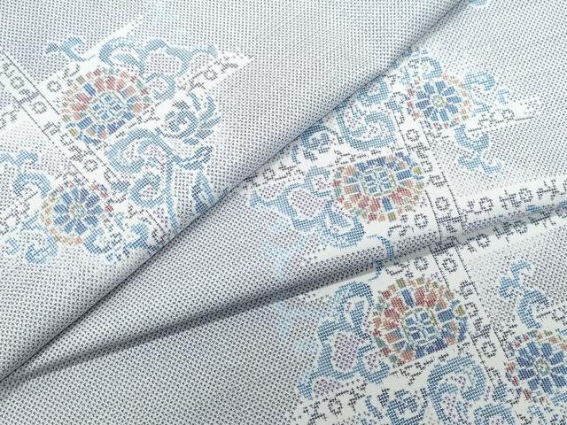 平和屋着物●本場大島紬　白大島　9マルキ　吉祥花文　正絹　逸品　未使用　CAAS8533vf