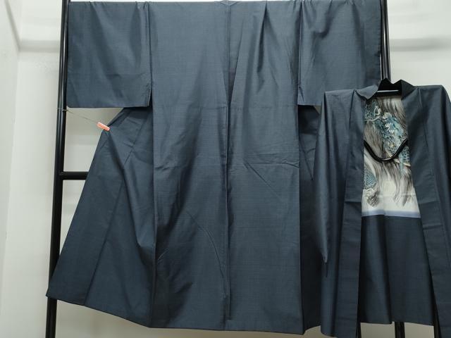 平和屋着物●男性　紬　アンサンブル　吉祥文　キングサイズ　正絹　逸品　CAAS8551vf