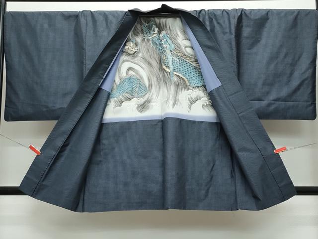 平和屋着物○男性 紬 アンサンブル 吉祥文 キングサイズ 正絹 逸品  