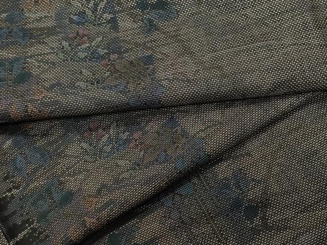 平和屋着物●本場大島紬　9マルキ　泥染め　草花文　正絹　逸品　CAAS8554vf