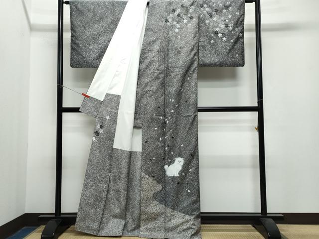 平和屋着物○本場染大島紬 訪問着 舞花文 正絹 逸品 AAAU4253np