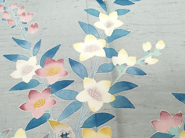 平和屋着物○本加賀友禅作家 押田正義 訪問着 白山紬 草花文