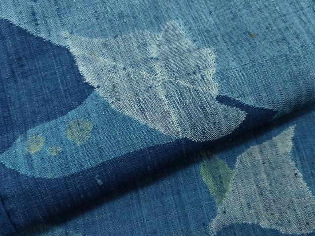 平和屋着物○色留訪問着 森卯一 本藍染 紬地 舞蝶文 正絹 逸品