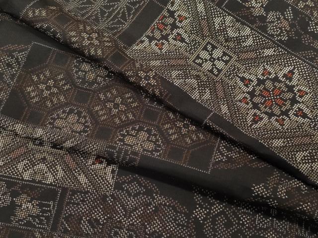 平和屋着物●本場大島紬　7マルキ　泥染め　吉祥花文　正絹　逸品　CAAS8624vf