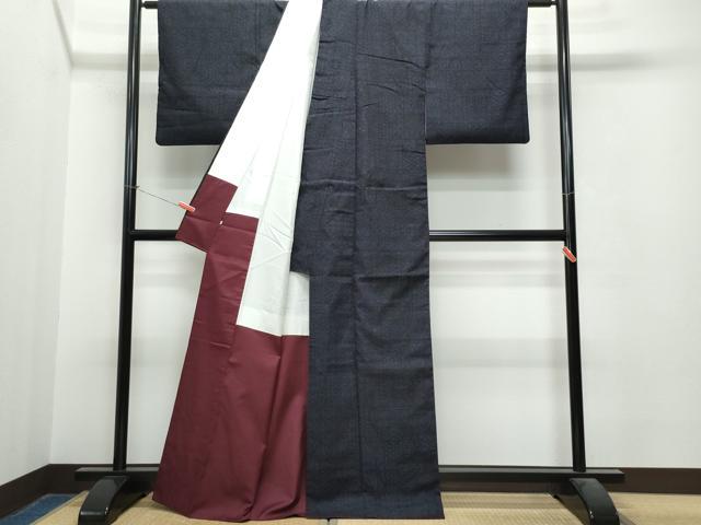 平和屋着物○本場結城紬 重要無形文化財 80亀甲 吉祥花文 正絹