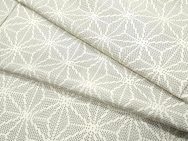 平和屋着物●上質な紬　麻の葉文様　正絹　逸品　CAAS8639vf