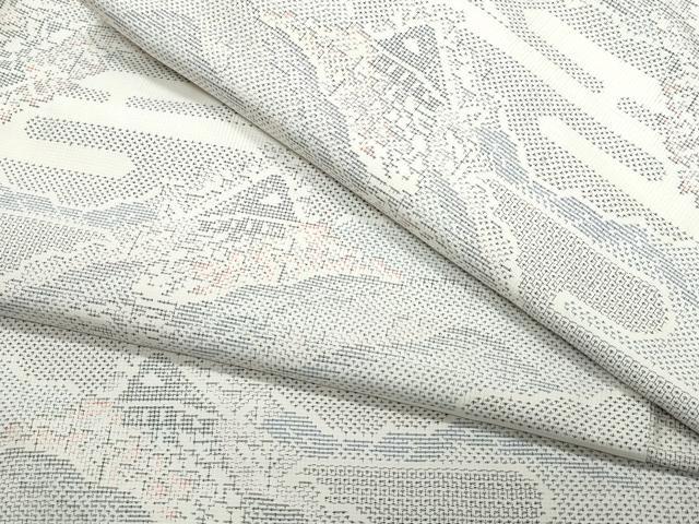 平和屋着物●本場大島紬　白大島　120亀甲　風景草木文　正絹　逸品　CAAS8658vf