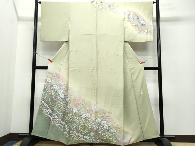 平和屋着物▽上質な紬 単衣 雪輪文 正絹 逸品 AAAV2872fy