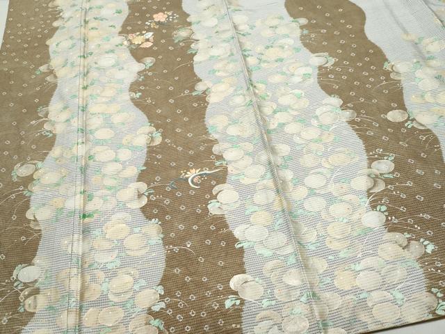 平和屋着物○訪問着 本場大島紬地 刺繍 草花文 金彩 正絹 逸品 CAAS8677vf