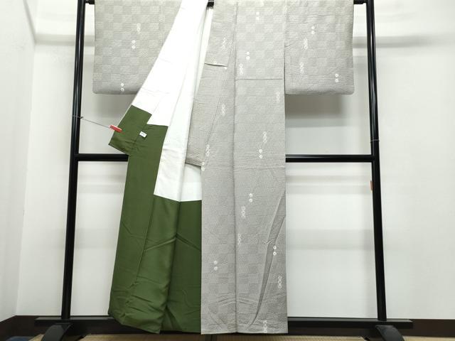 平和屋着物○上質な小紋 絞り 丸文 銀通し地 正絹 逸品 CAAS8699vf