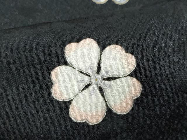 平和屋着物○小紋 舞花文 黒地 金彩 洗える着物 CAAS8700vf