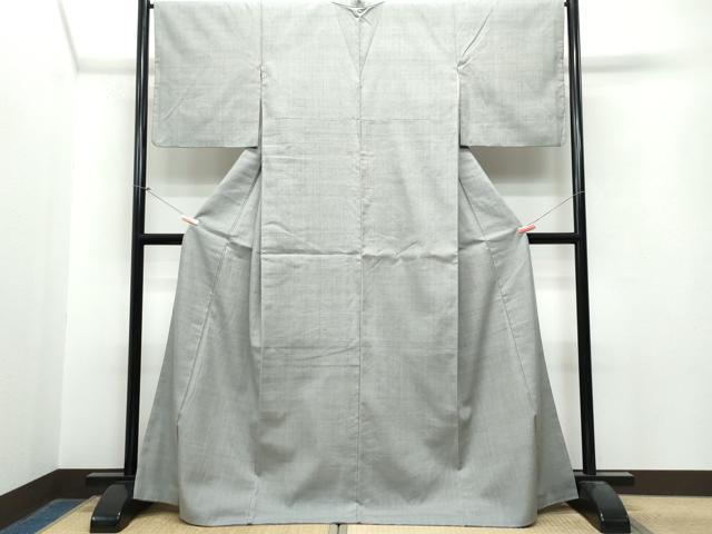 平和屋着物●結城紬　色無地　灰色　正絹　逸品　CAAS8722vf 平和屋着物○結城紬 色無地 灰色 正絹 逸品 CAAS8722vf