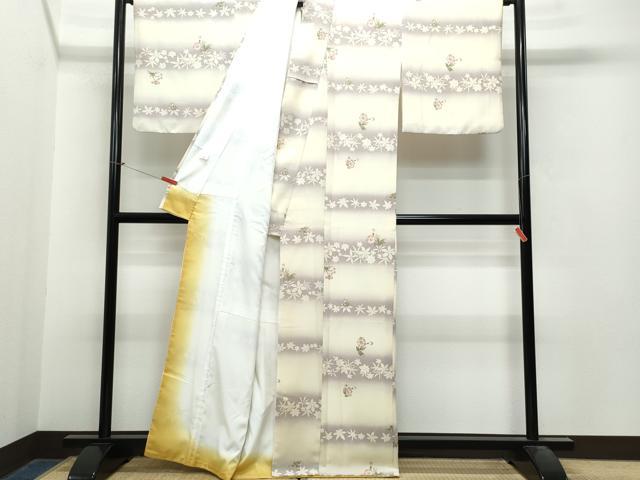 平和屋着物○小紋 草花文 洗える着物 CAAS8724vf