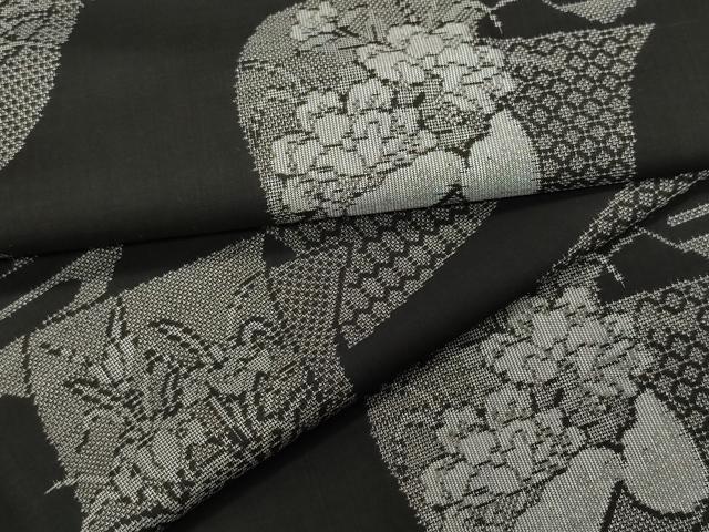 平和屋着物●本場大島紬　9マルキ　草花文　正絹　逸品　CAAS8738vf