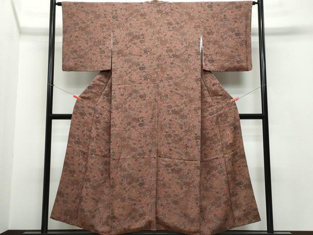 平和屋着物○染色作家 藤井霞岳 小紋 絞り 鼠色 正絹 逸品 AAAZ1789ph