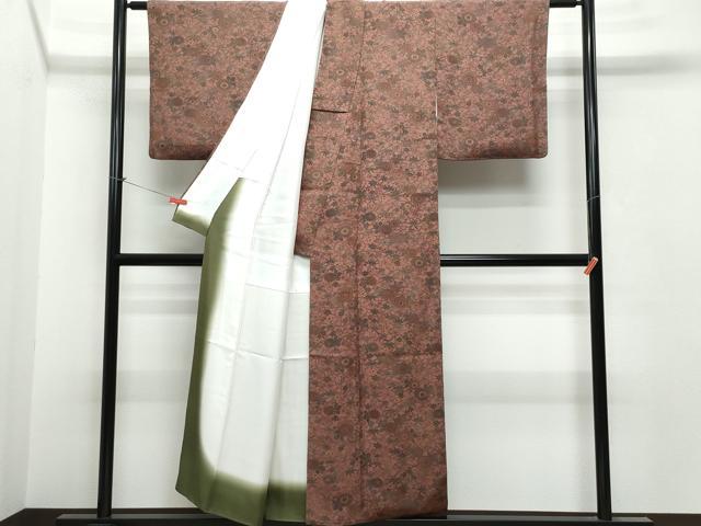 平和屋着物○染色作家 藤井霞岳 小紋 絞り 鼠色 正絹 逸品 AAAZ1789ph