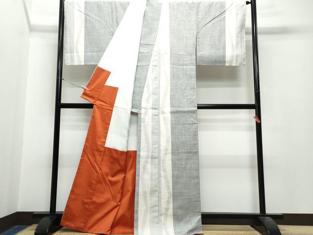 平和屋着物○ぜんまい紬 間道 正絹 逸品 DAAT1262tw