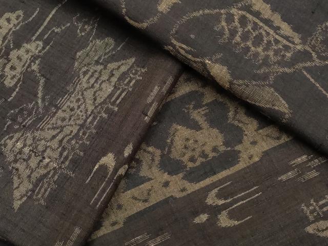 平和屋着物●小千谷紬　動物吉祥文　正絹　逸品　CAAS9254th