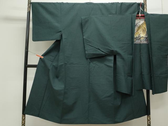 平和屋着物●男性　紬　髭紬羽織セット　色無地　百入茶色　正絹　逸品　CAAS9332th