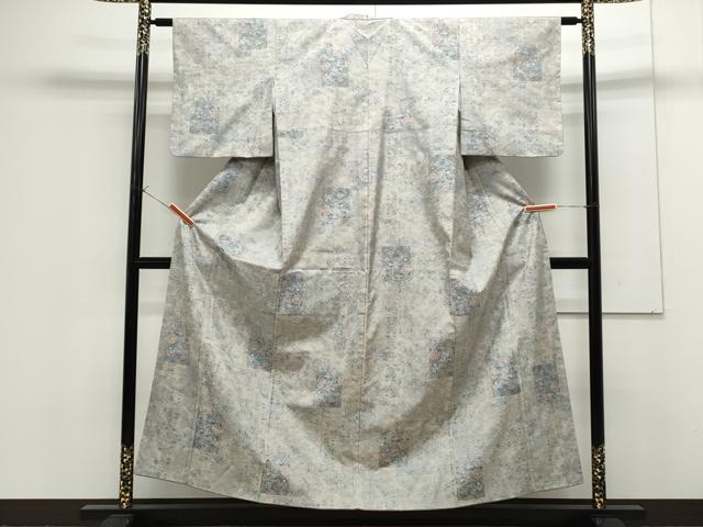 平和屋着物●本場大島紬　白大島　9マルキ　草花文　総絣　正絹　逸品　CAAS9347th 平和屋着物○本場大島紬 白大島 9マルキ 草花文 総絣 正絹 逸品