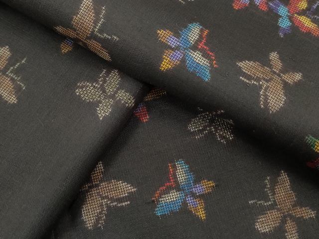 平和屋着物●本場大島紬　9マルキ　泥染め　舞蝶文　正絹　逸品　CAAS9352th