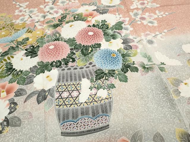 平和屋着物○極上 人間国宝・羽田登喜男 訪問着 花籠文 暈し