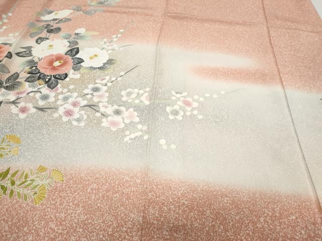 平和屋着物●極上　人間国宝・羽田登喜男　訪問着　花籠文　暈し染め　正絹　逸品　CAAS9355th 平和屋着物○極上 人間国宝・羽田登喜男 訪問着 花籠文 暈し