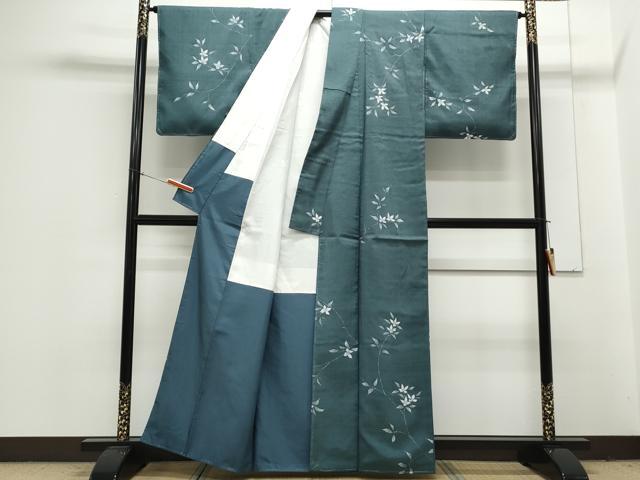 平和屋着物○訪問着 ろうけつ染め 草花文 黒地 正絹 逸品 DAAT1378tw