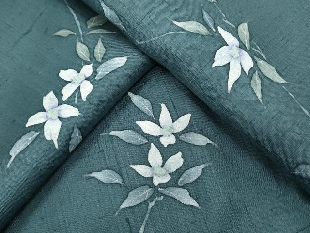 平和屋着物●上質な紬 　枝花文　ろうけつ染め 　正絹　逸品　未使用　CAAS9357th