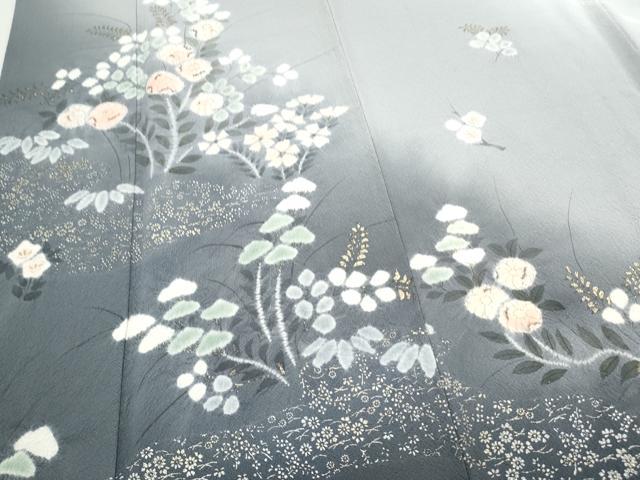平和屋着物○十日町 名門 滝泰謹製 訪問着 絞り 草花文 金彩 正絹