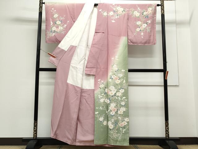 平和屋着物○訪問着 友禅 枝花文 暈し染め 正絹 逸品 CAAS9368th