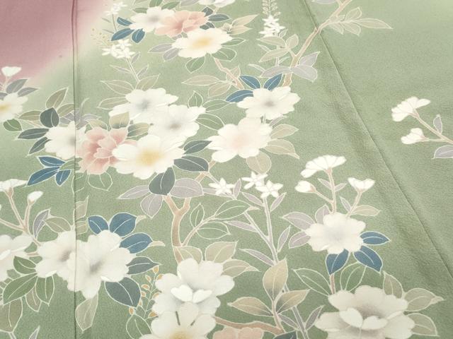 平和屋着物●訪問着　友禅　枝花文　暈し染め　正絹　逸品　CAAS9368th 平和屋着物○訪問着 友禅 枝花文 暈し染め 正絹 逸品 CAAS9368th