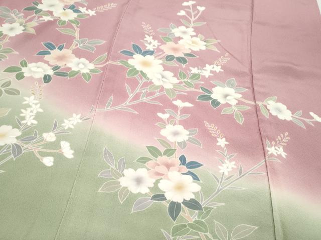 平和屋着物○訪問着 友禅 枝花文 暈し染め 正絹 逸品 CAAS9368th