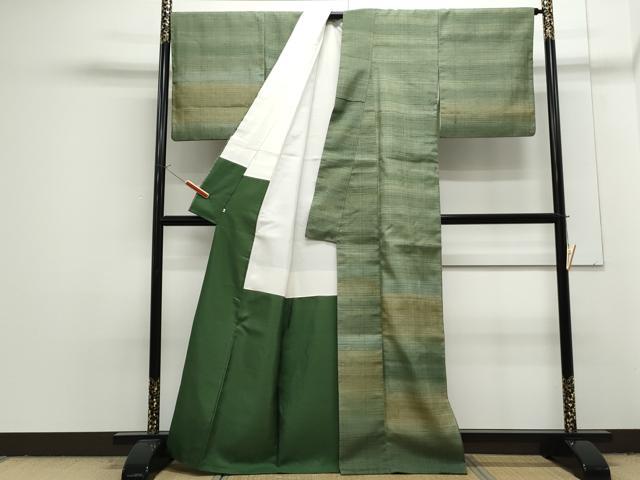 平和屋着物○紬 色留訪問着 縞 黒地 正絹 逸品 AAAW4132np