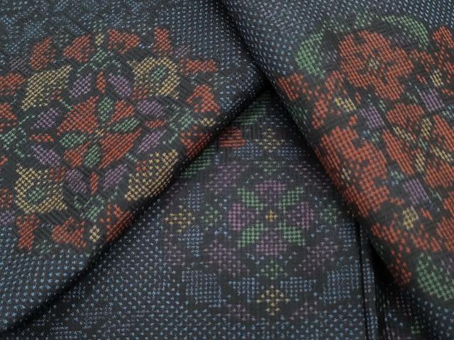 平和屋着物●本場大島紬　7マルキ　吉祥花丸文　正絹　逸品　未使用　CAAS9392th