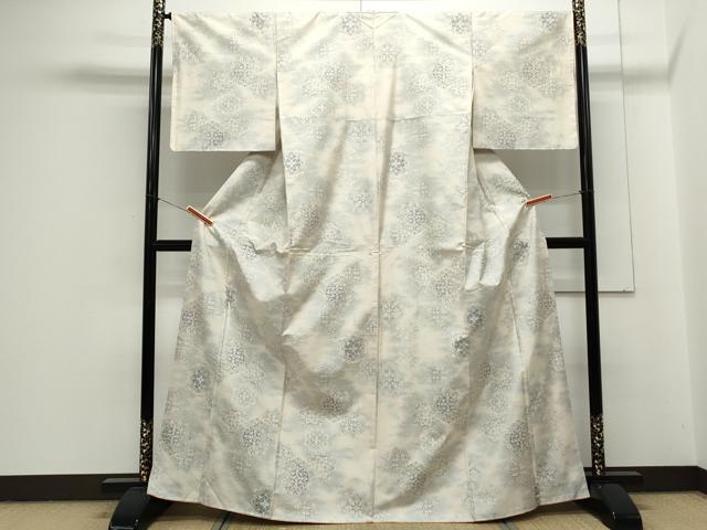 平和屋着物●都喜ヱ門　本場大島紬　白大島　9マルキ　正倉院花文　総絣　藤絹織物謹製　正絹　逸品　CAAS9393th 平和屋着物○都喜ヱ門 本場大島紬 白大島 9マルキ 正倉