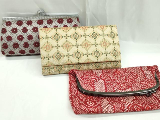 平和屋着物▼和装小物　和装バッグまとめて３点　ハンドバッグ　クラッチ　正倉院花文　がま口　逸品　CAAS9896ju