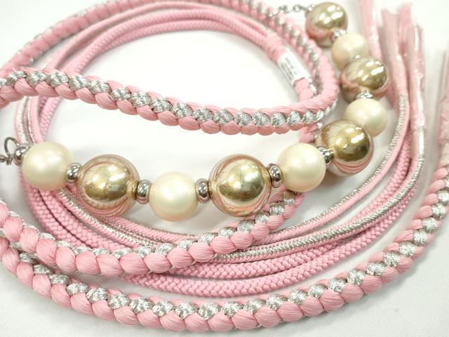 平和屋着物○和装小物 振袖用飾り付き帯締め10本セット パール 花