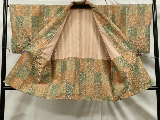 平和屋着物＃道中着 お召地 草花文 ロング丈 正絹 逸品 未使用 CAAT0499dy