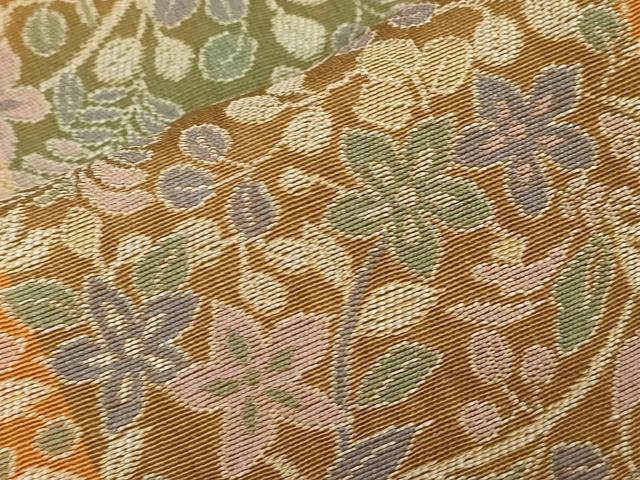 平和屋着物＃道中着 お召地 草花文 ロング丈 正絹 逸品 CAAT0455dy