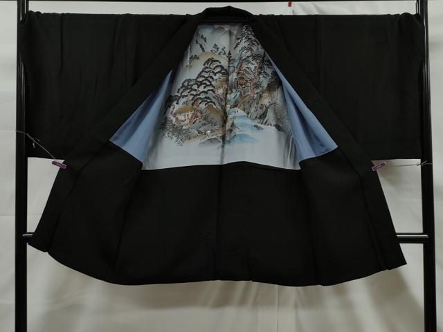 平和屋着物○男性 お召 格子柄 キングサイズ 正絹 逸品 CAAR8368vf