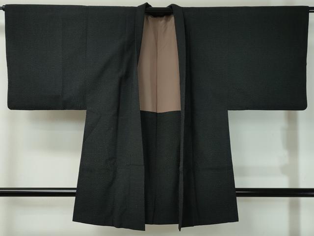 平和屋着物＃男性　羽織　お召地　蚊絣　正絹　逸品　CAAT0477dy